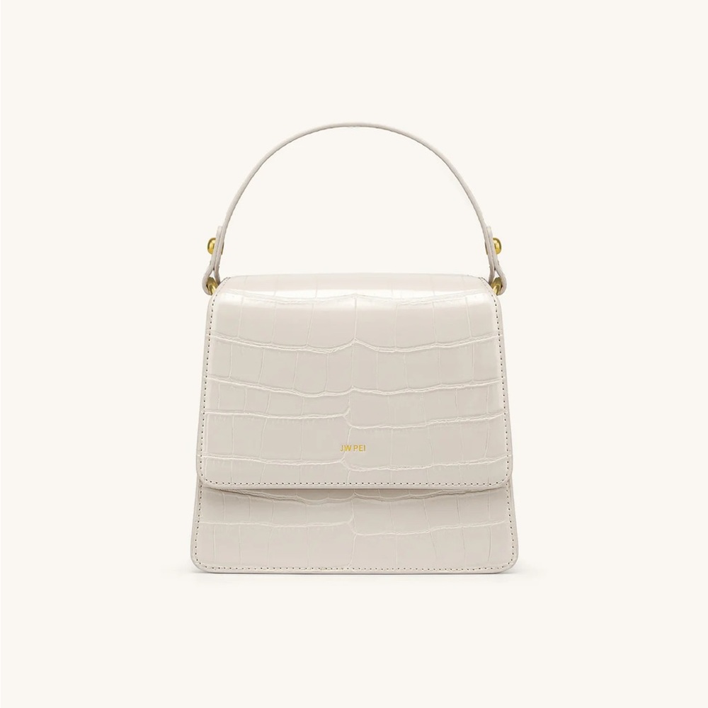 JW PEI Ivory Croc-Embossed Mini Bag